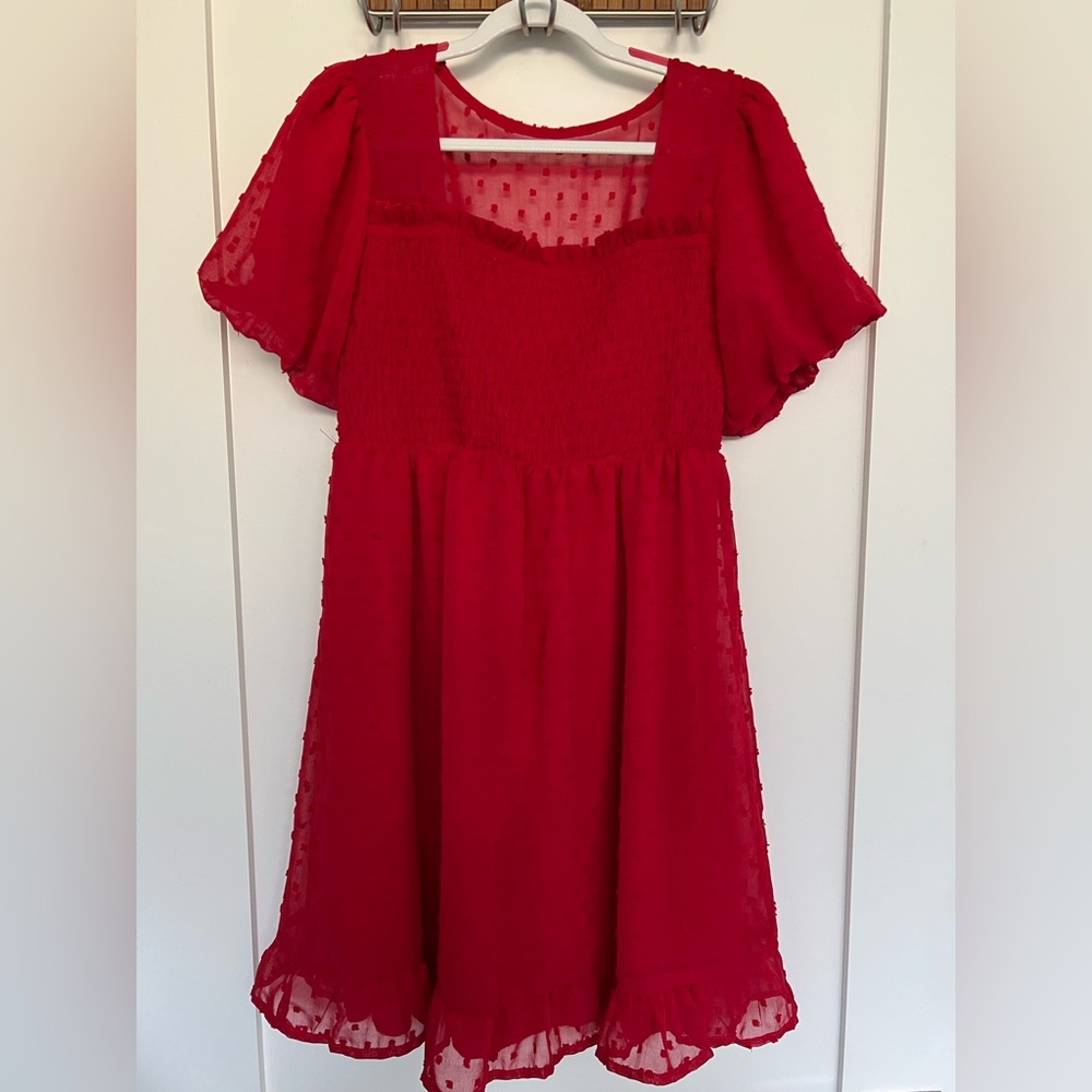 girls 10 red chiffon ruffle dress Franki NWT